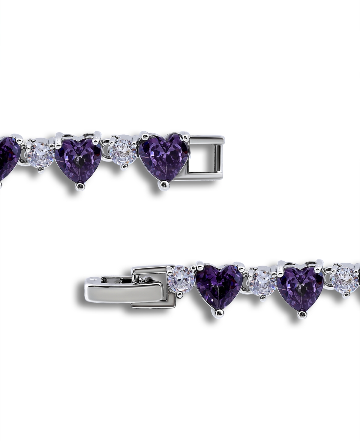 Shop Macy's Cubic Zirconia Purple Clear Heart Alternate Bracelet