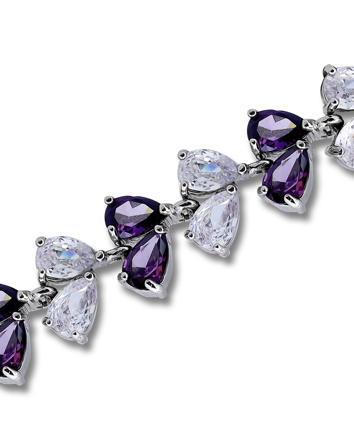 Shop Macy's Cubic Zirconia Purple Clear Alternate Link Bracelet
