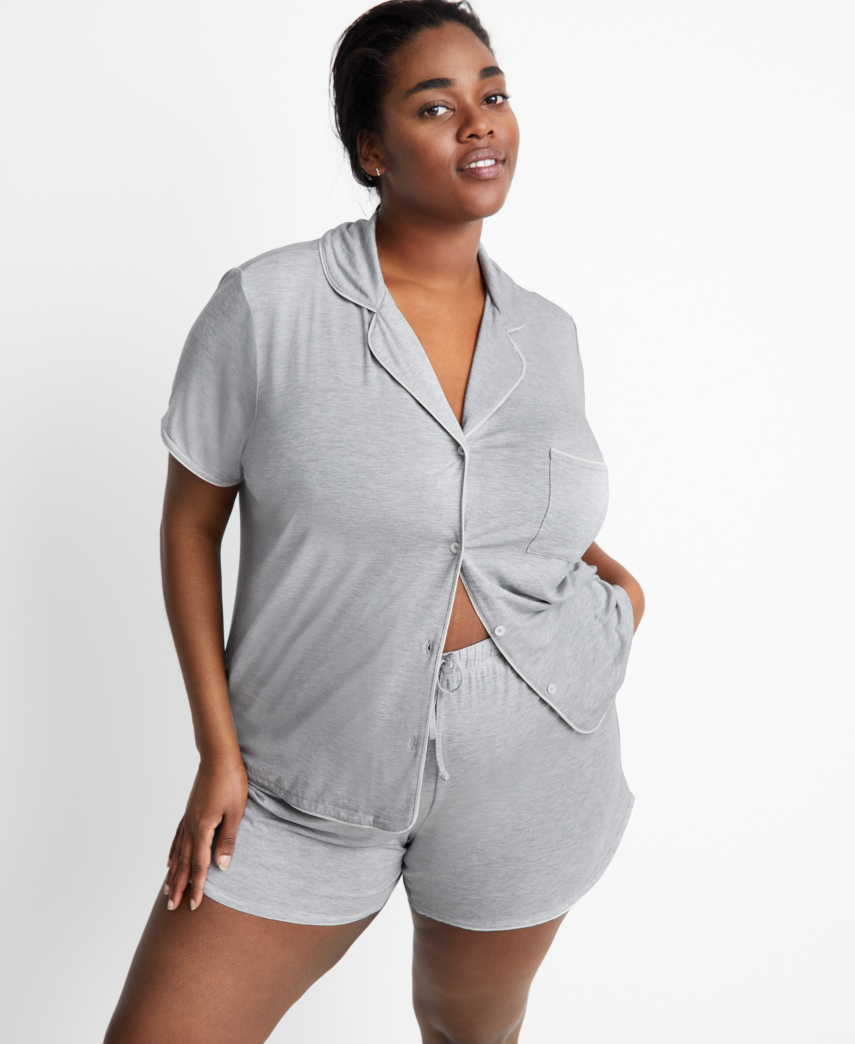 State of Day Women's 2-Pc. Short-Sleeve Notched-Collar Pajama Set Xs-3X, Created for Macy's