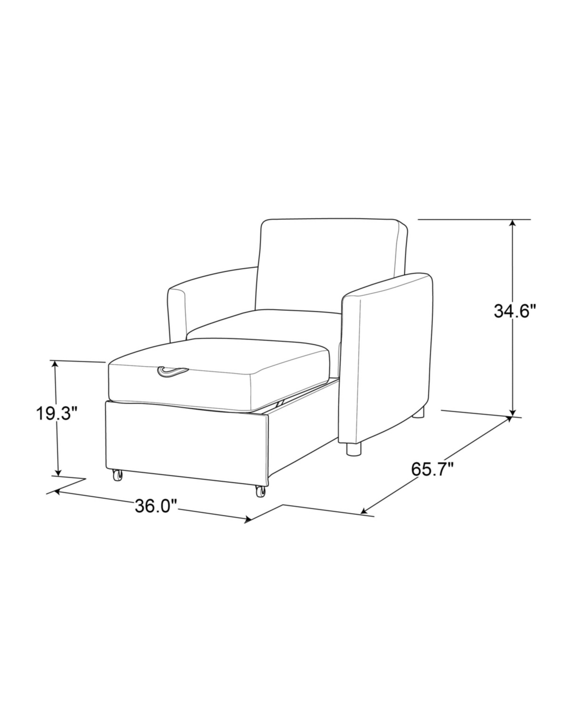 Serta Ivar 36" Convertible Chair In Gray