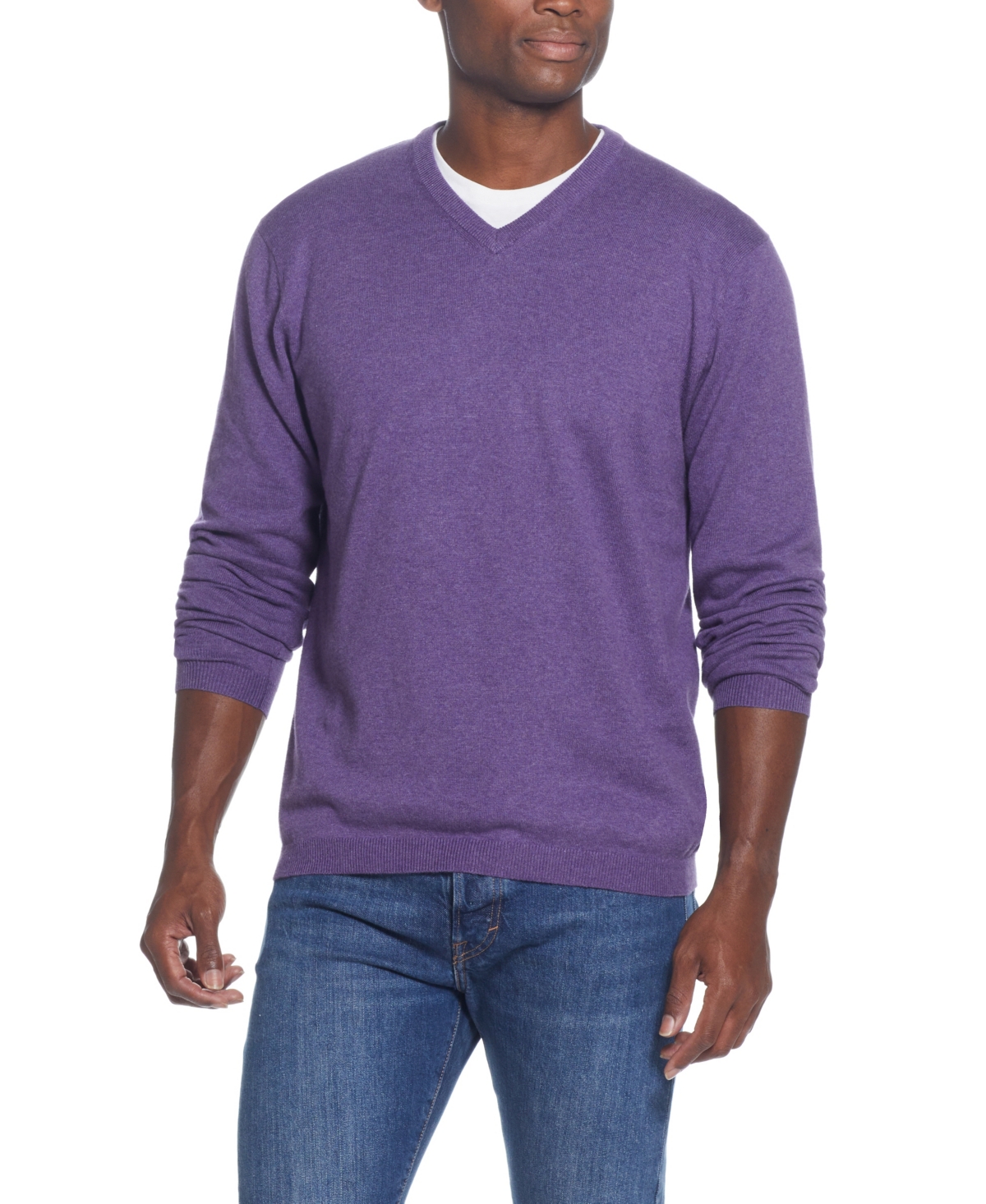 Weatherproof Vintage Men's Cotton Cashmere V-neck Sweater In Amethyst