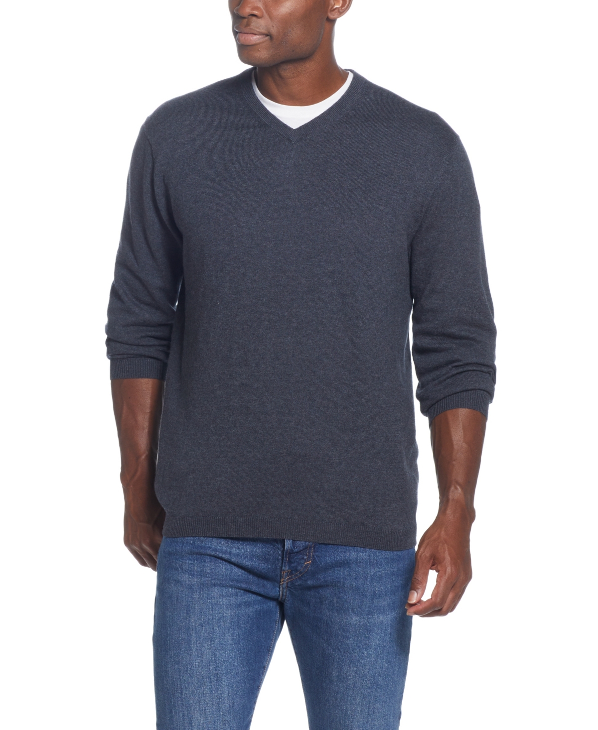 Weatherproof Vintage Men's Cotton Cashmere V-neck Sweater In Char Heather