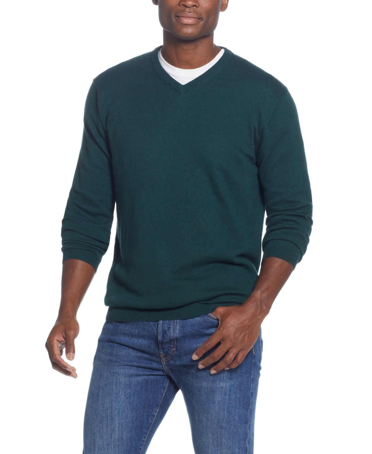 Weatherproof Vintage Men's Cotton Cashmere V-neck Sweater In Pine
