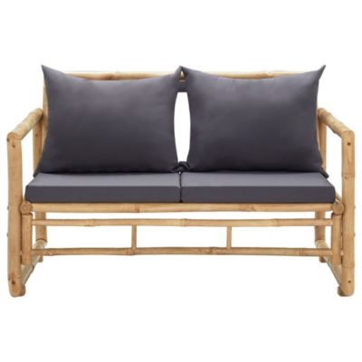 Garden Bench Dark grey, Natural bamboo