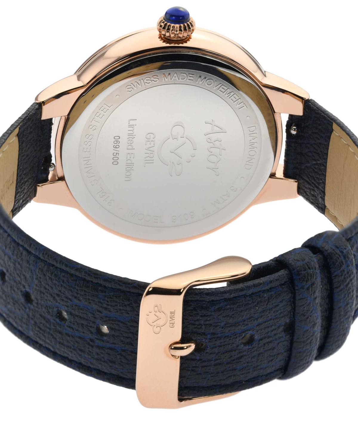 Shop Gv2 By Gevril Women's Swiss Quartz Astor Blue Faux Leather Watch 40mm