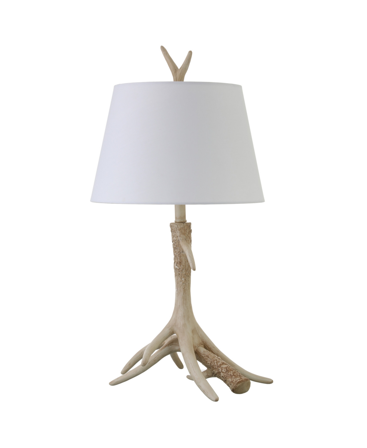Hudson & Canal Ellsworth 27" Rustic Lodge Resin Antler Lamp With Linen Shade In Antique Faux Antler