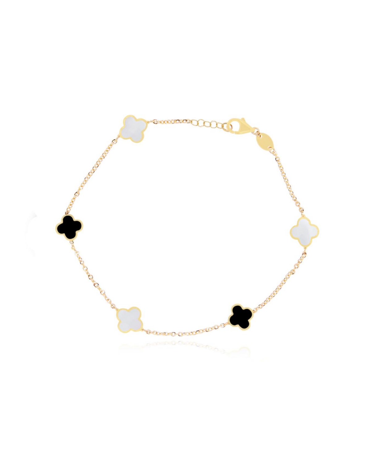 THE LOVERY MINI MOTHER OF PEARL AND ONYX MIXED CLOVER BRACELET