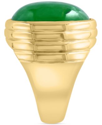 EFFY&reg; Men's Dyed Jade Cabochon Ring in Gold-Plated Sterling Silver