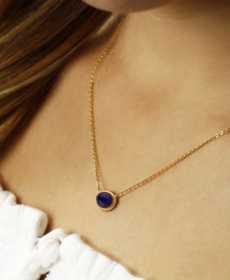 Malachite Oval Rope-Framed Pendant Necklace in 14k Gold, 18" + 1" extender (Also in Lapis Lazuli)