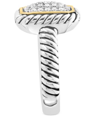 EFFY&reg; Diamond Rectangular Cluster Ring (1/8 ct. t.w.) in Sterling Silver & 18k Gold-Plate
