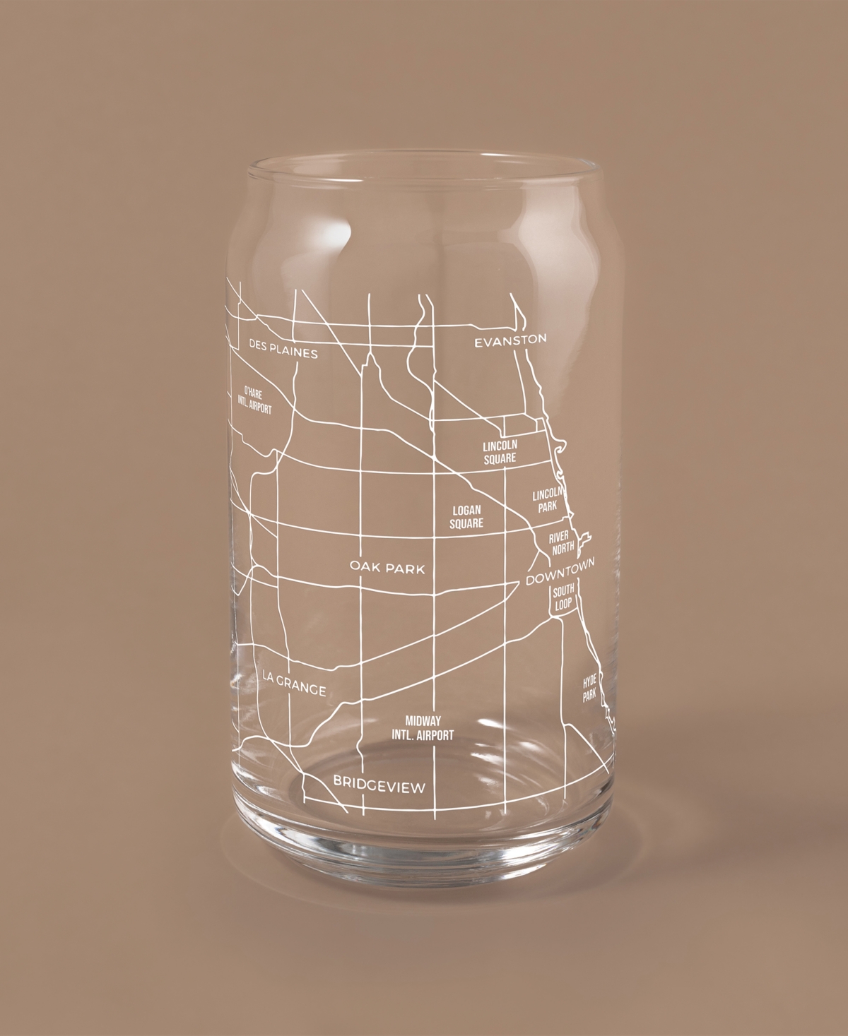 Shop Narbo The Can Chicago Map 16 oz Everyday Glassware, Set Of 2 In White