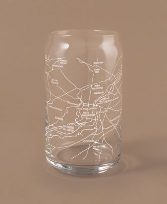 THE CAN Philadelphia Map 16 oz Everyday Glassware, Set of 2