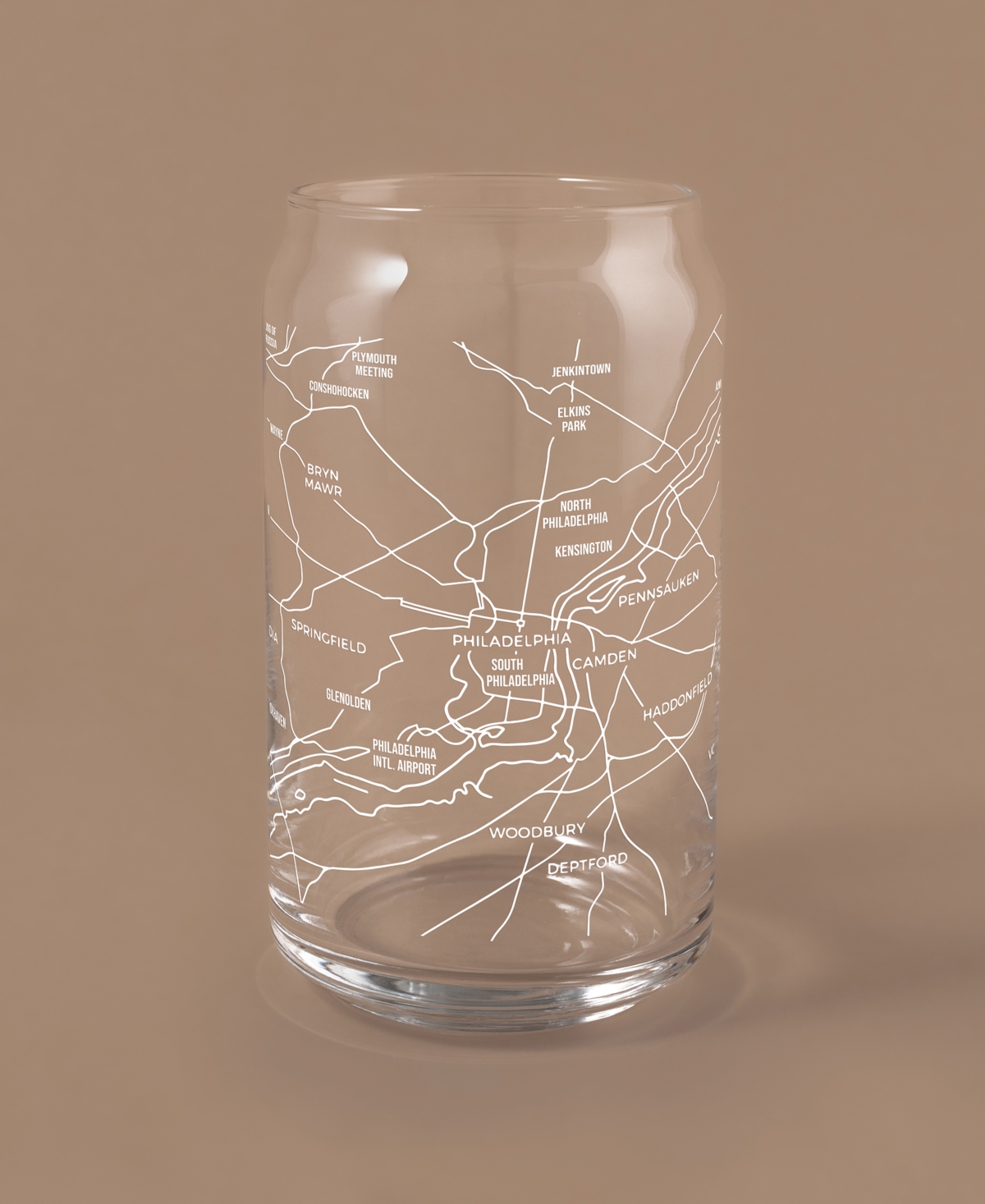 Shop Narbo The Can Philadelphia Map 16 oz Everyday Glassware, Set Of 2 In White