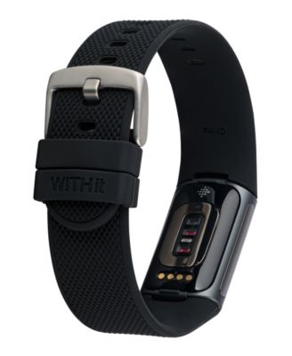 Black Silicone Woven Band Compatible with Fitbit Charge 5 and 6