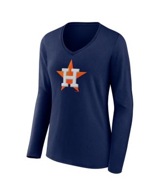 Women's Navy Houston Astros Official Logo V-Neck Long Sleeve T-shirt