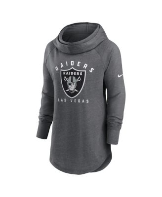 Women's Heather Charcoal Las Vegas Raiders Raglan Funnel Neck Pullover Hoodie