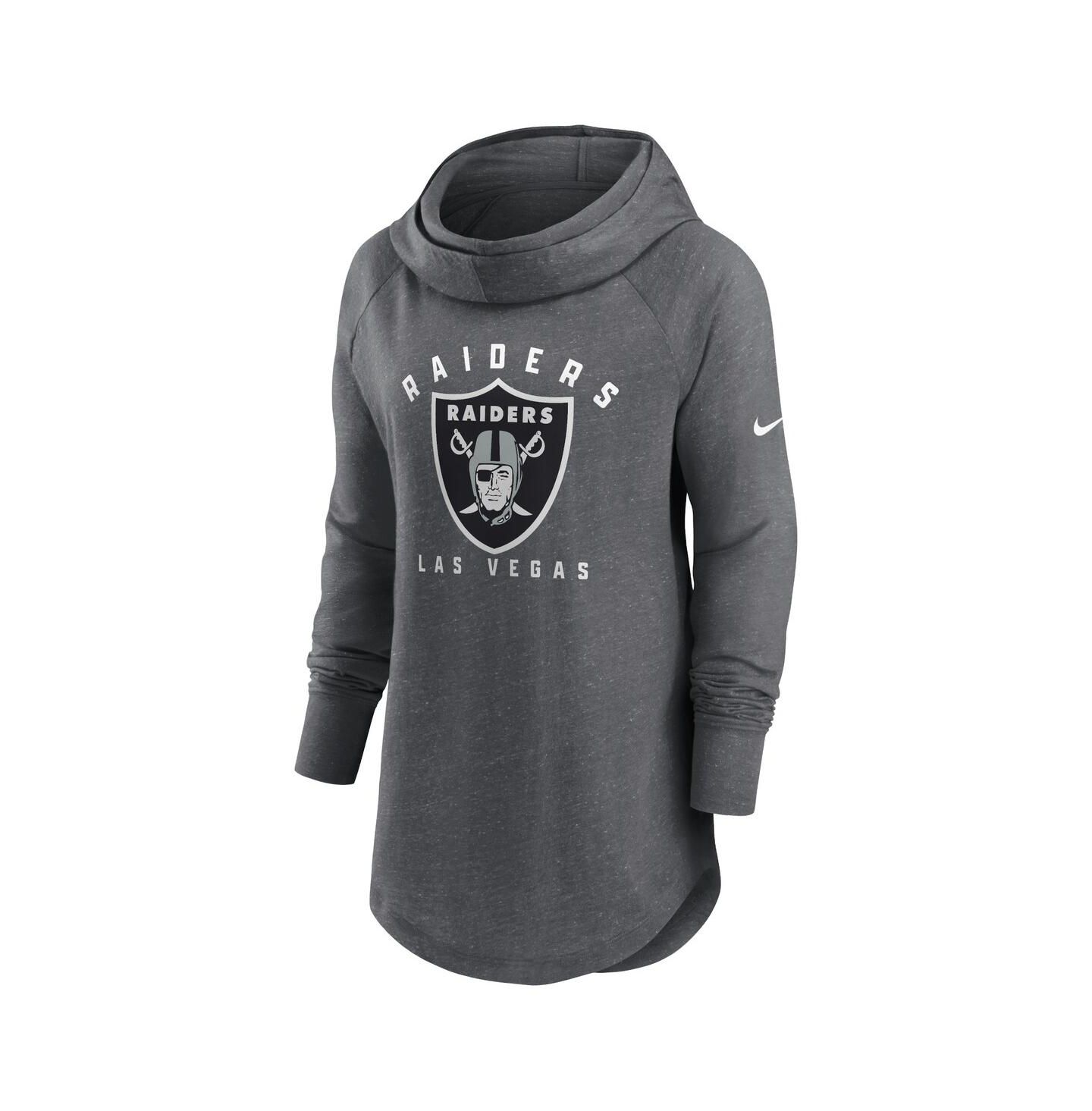 Женское худи Nike Heather Charcoal Las Vegas Raiders Raglan Funnel Neck Pullover — фото 2