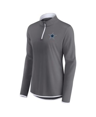 Women's Gray Dallas Cowboys Corner Long Sleeve 1/4 Zip Top
