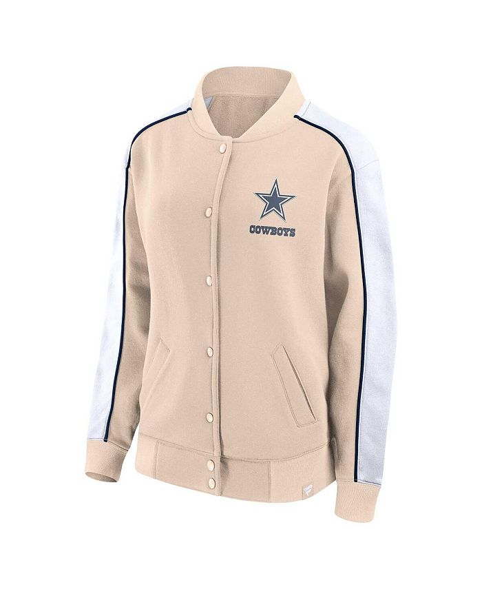 Fanatics Women's Tan Dallas Cowboys Lounge Full-Snap Varsity Jacket ...