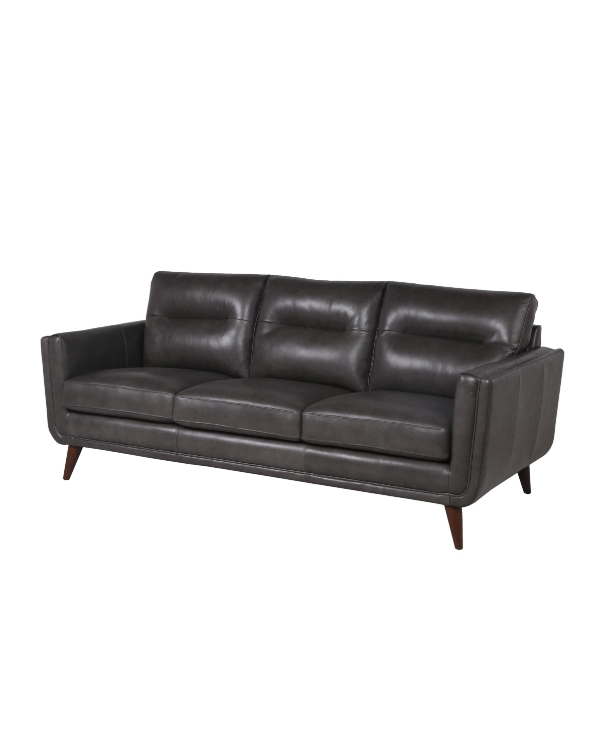 Nice Link Ava 84" Mid-century Modern Leather Sofa In Charcoal Gray