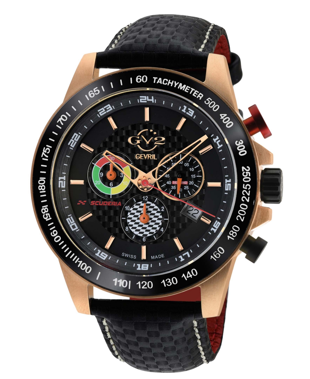Men's Scuderia Black Italian Leather Watch 45mm - Black
