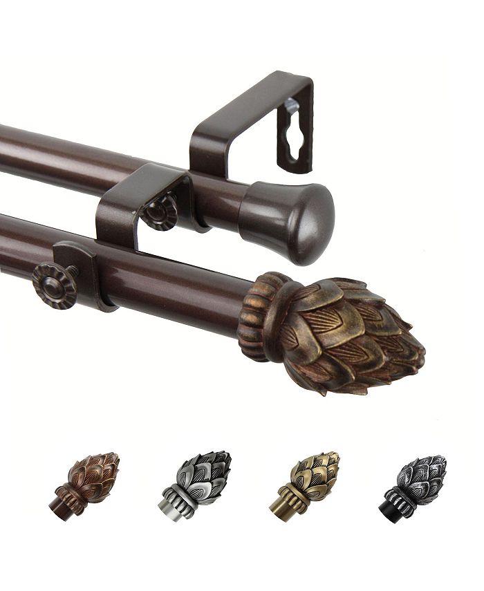 Urbanest 5/8" Telescoping Double Curtain Rod Set With Trumpet Finials – Multiple Sizes: 28-48, 48-84, 84-120 Inches - View #3