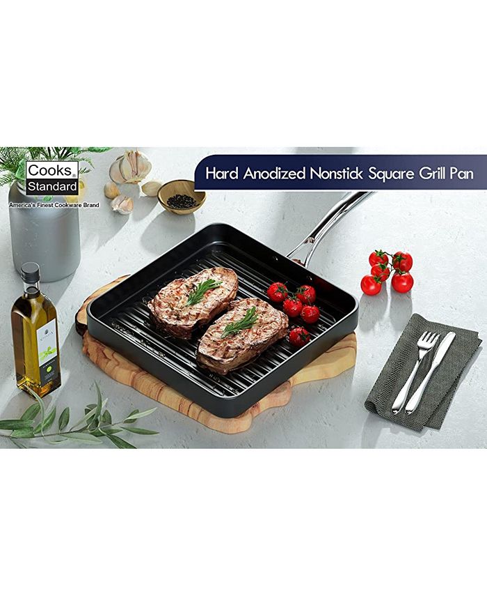 Cooks Standard Hard Anodized Nonstick Square Grill Pan, 11 x 11Inch, Black Macy's