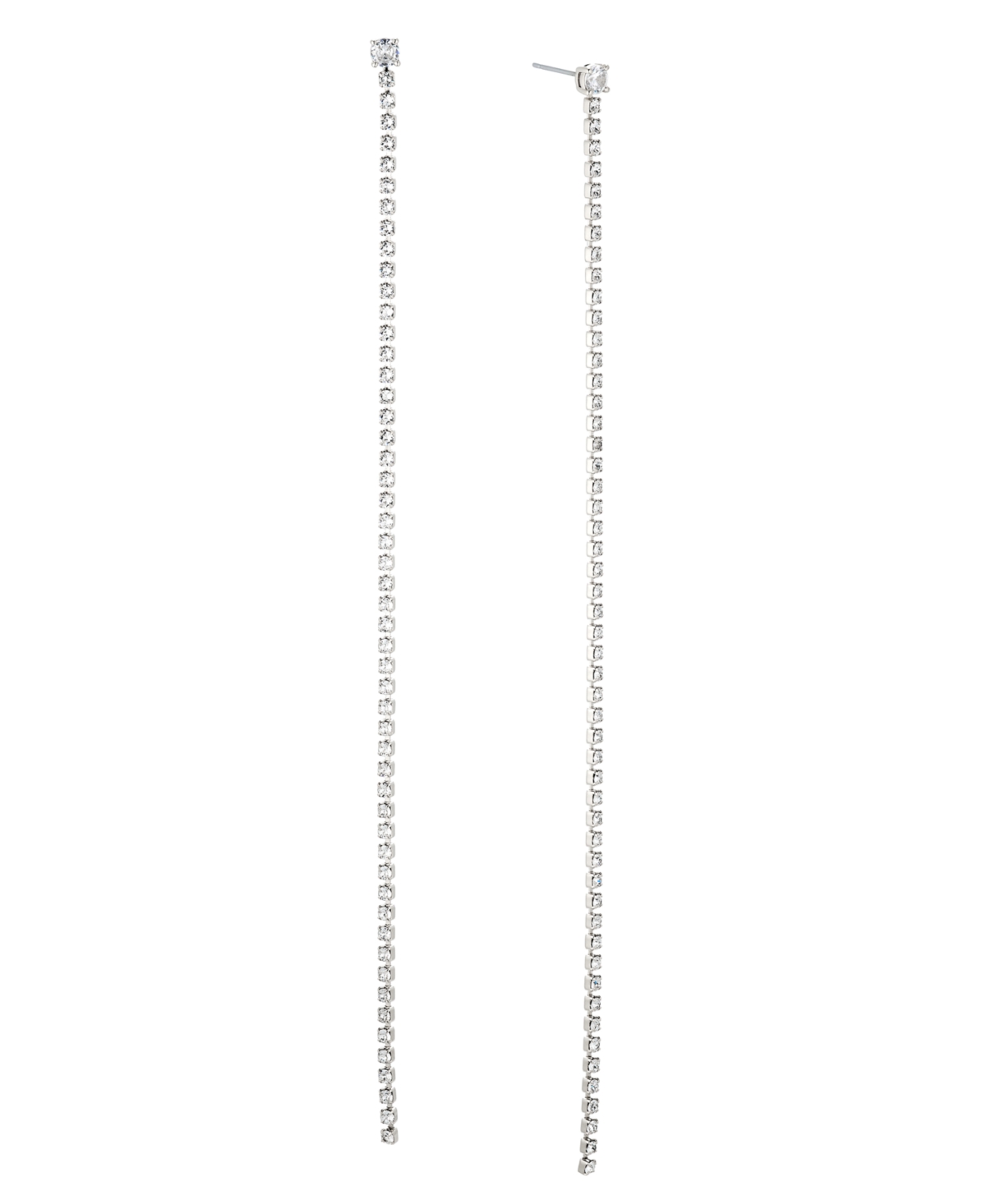 Silver-Tone Cubic Zirconia Tennis Chain Earrings - Silver