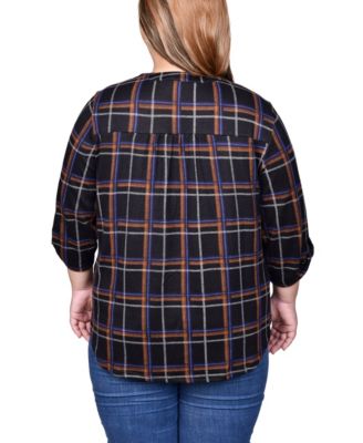 Plus Size 3/4 Roll Sleeve Top