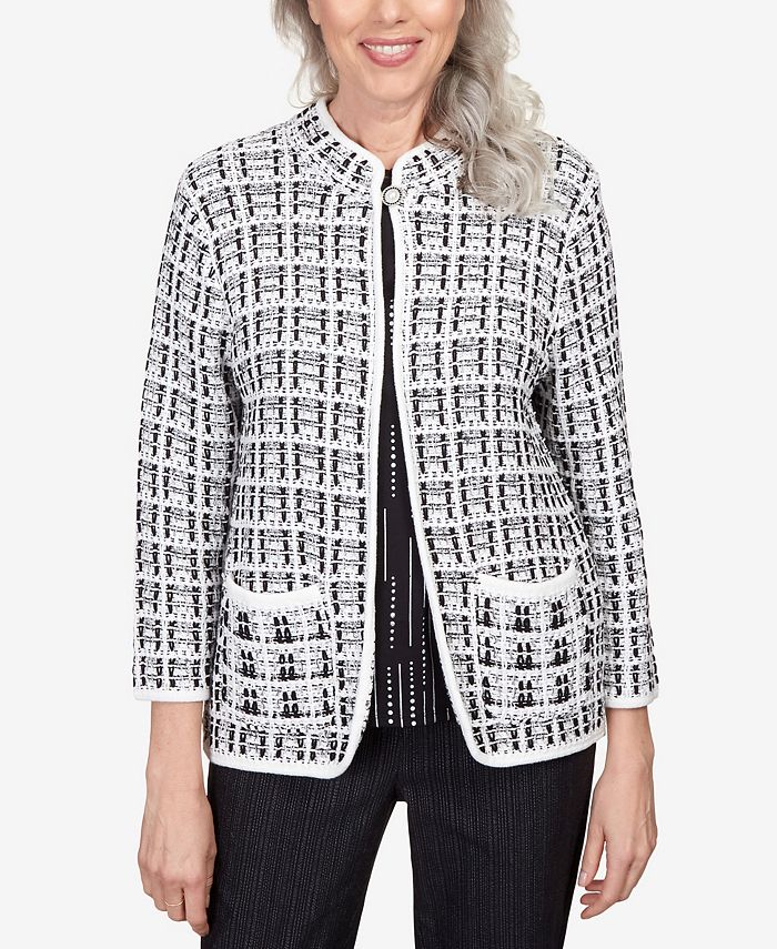 Alfred Dunner Women's World Traveler Knit Texture Jacket with Imitation