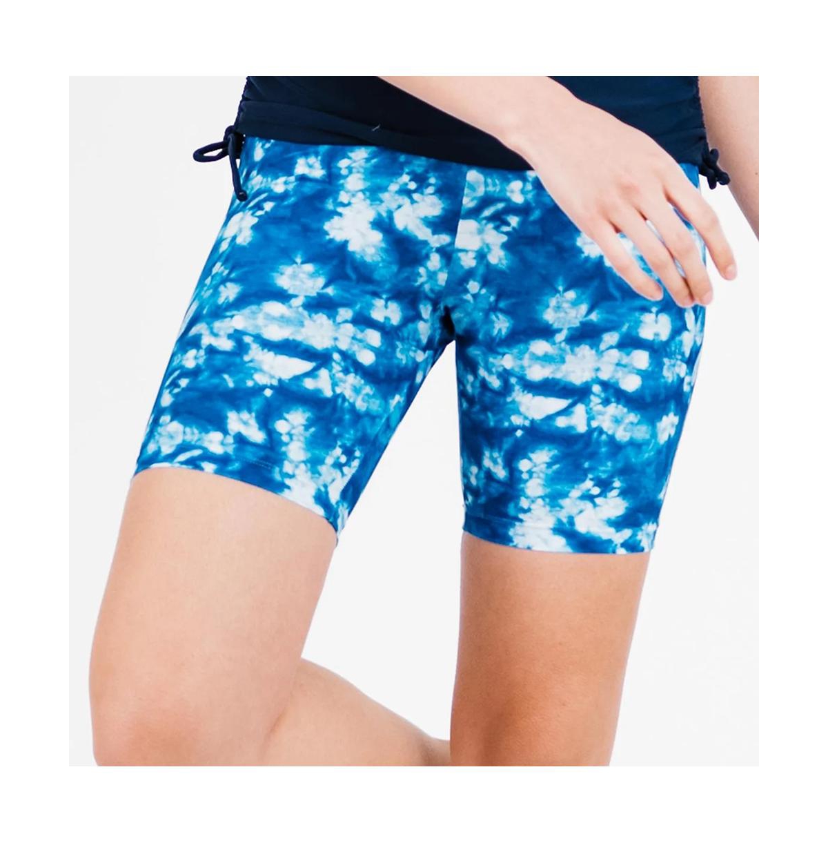 Women's Mid-Thigh Swim Shorts - Sky blue (textured)