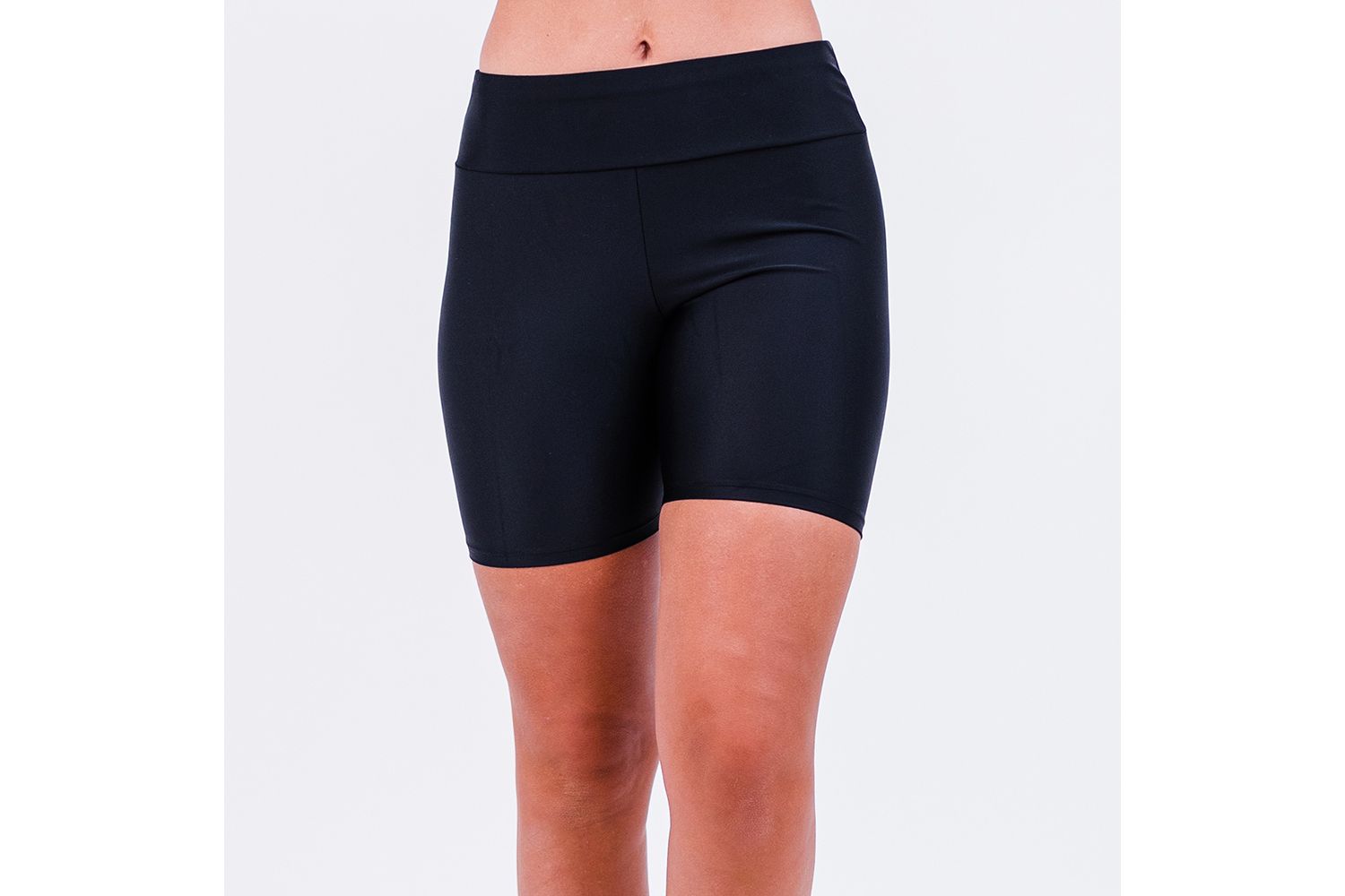 Women's Chlorine Resistant High Waisted Mid-Thigh Swim Shorts