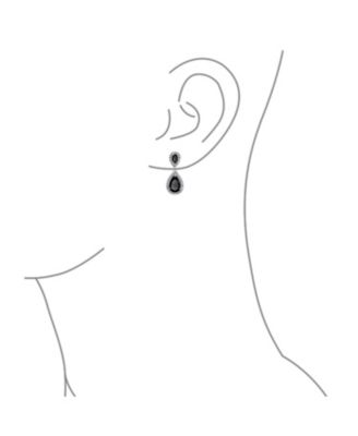 Pave CZ Halo Pear Shaped Teardrop Drop Statement Earrings Silver Plated Brass