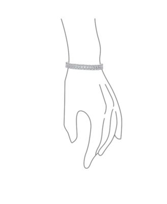 Jewelry Two Row Fashion Statement CZ Cubic Zirconia Wide Tennis Bracelet Rhodium Plated Brass 7 Inches