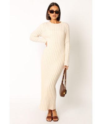 knee length dresses for ladies Zahra Satin Long Sleeve Maxi Slip Dress