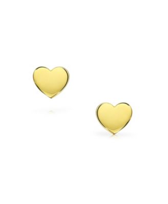 Minimalist Initial Letter A-Z Yellow 14K Gold Screw back Mini Solid Heart Shaped Stud Earrings