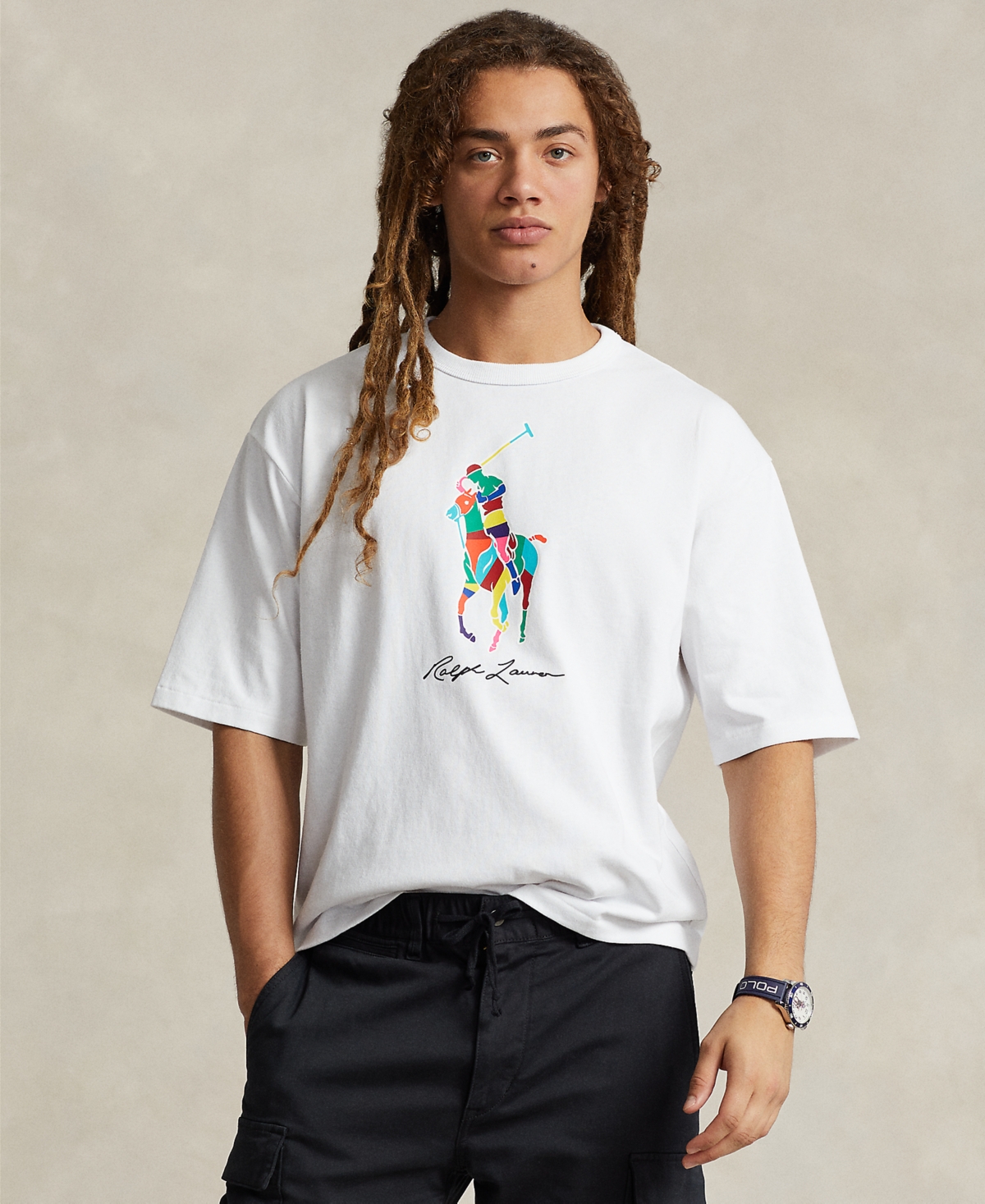 Shop Polo Ralph Lauren Men's Colorblocked Big Pony T-shirt In White
