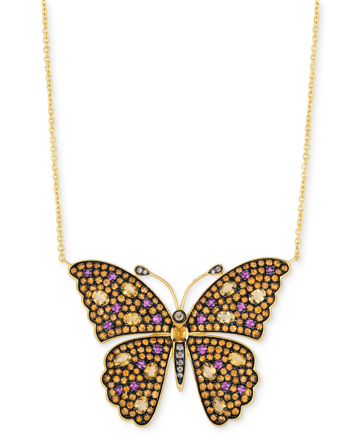 Le Vian Multi-gemstone (5-5/8 Ct. T.w.) & Chocolate Diamond (1/8 Ct. T.w.) Butterfly Adjustable 20" Pendant In No Color
