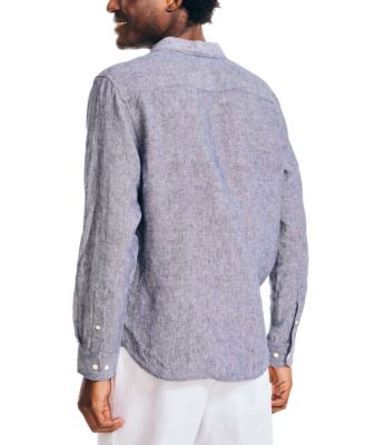 Men's Classic-Fit Long-Sleeve Button-Up Solid Linen Shirt 