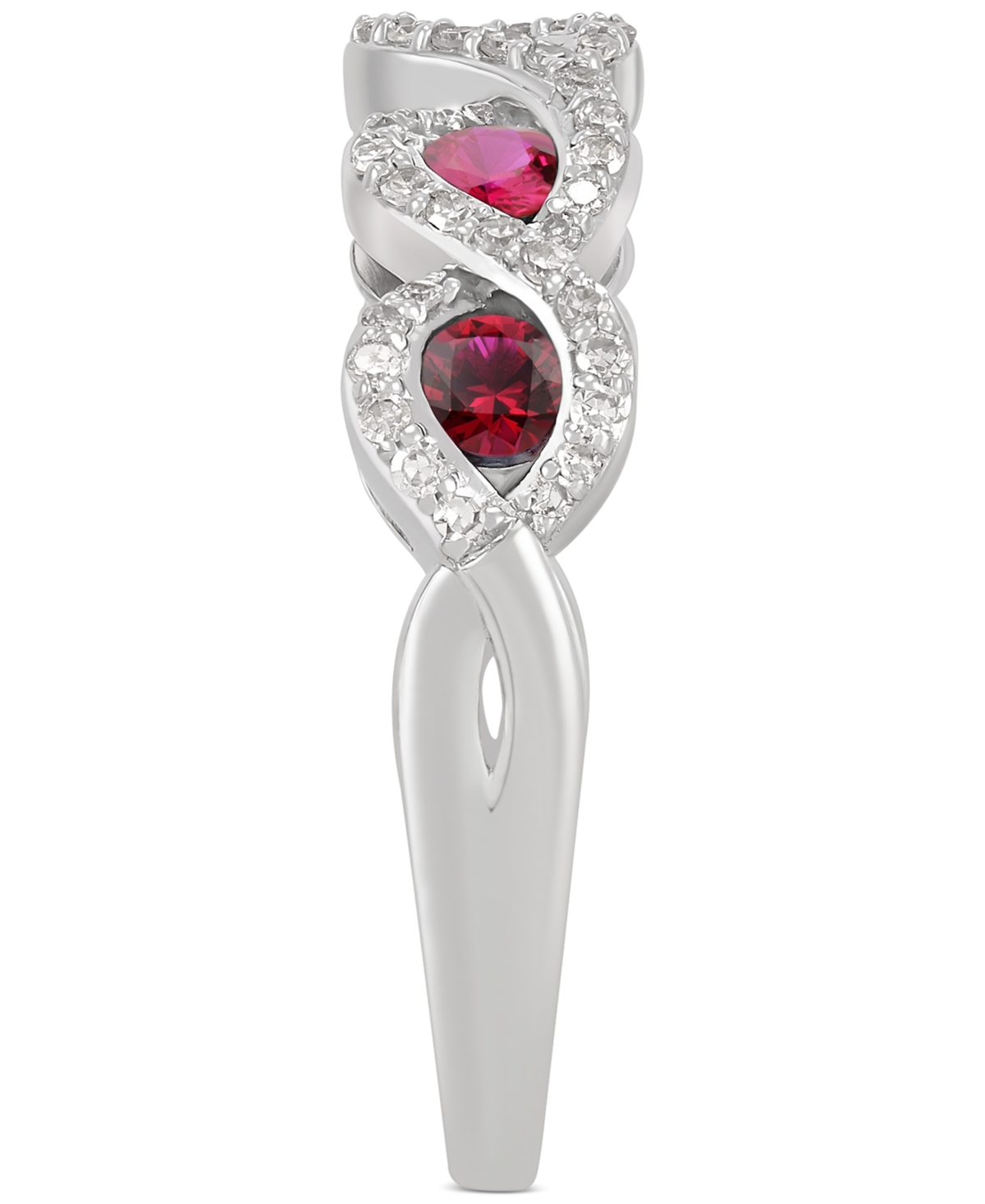 Emerald (5/8 ct. t.w.) & Diamond (1/4 ct. t.w.) Infinity Ring in 14k White Gold (Also & Sapphire) - Ruby