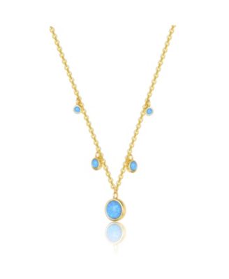 Kids/Young Teens Sterling Silver 14K Gold Plated and Opal Cubic Zirconia Round Spring Ring Pendant Necklace