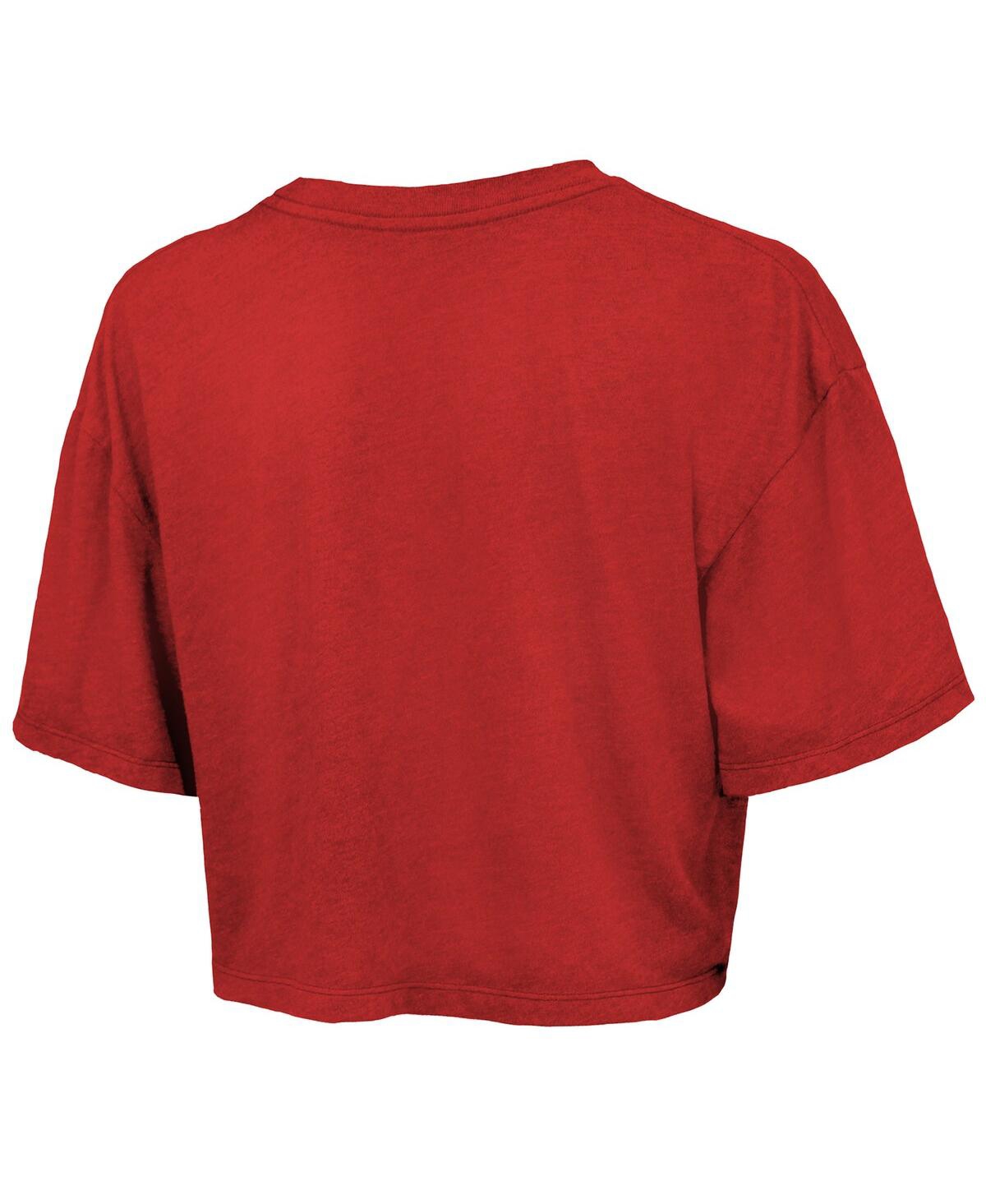 MAJESTIC WOMEN'S MAJESTIC THREADS RED TEXAS RANGERS 2023 WORLD SERIES CHAMPIONS BEST FACE FORWARD BOXY CROPPE 