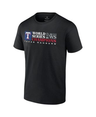 Men's Black Texas Rangers 2023 World Series Champions Milestone Schedule T-shirt
