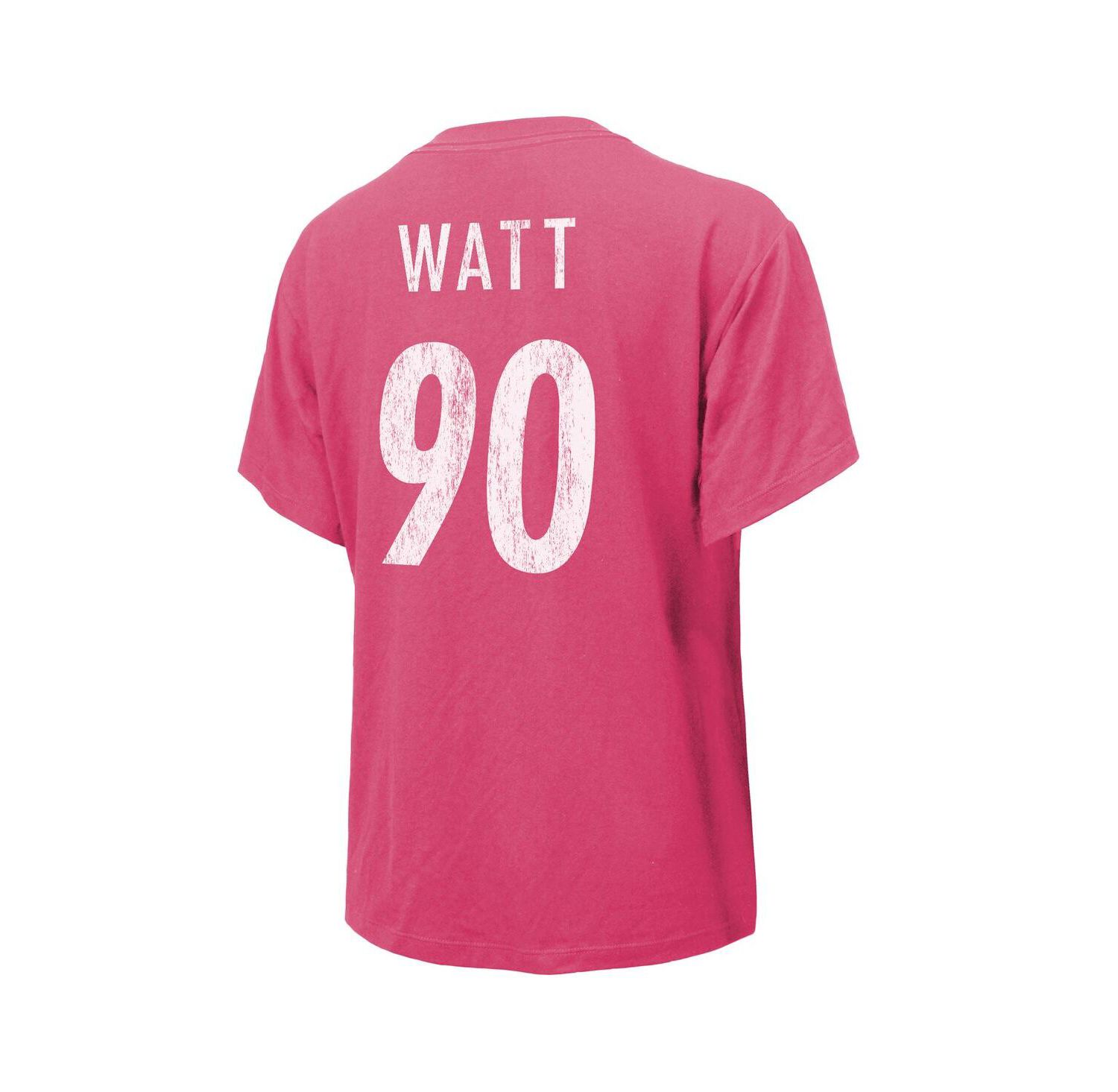 Women's Threads T.J. Watt Pink Distressed Pittsburgh Steelers Name and Number T-shirt