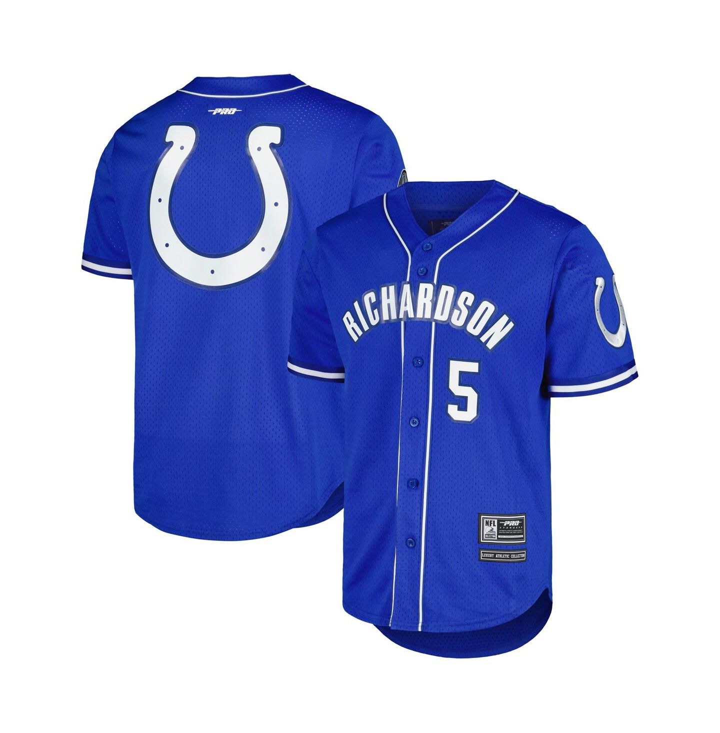 Мужская футболка Pro Standard Anthony Richardson Royal Indianapolis Colts Mesh Baseball Button-Up — фото 1