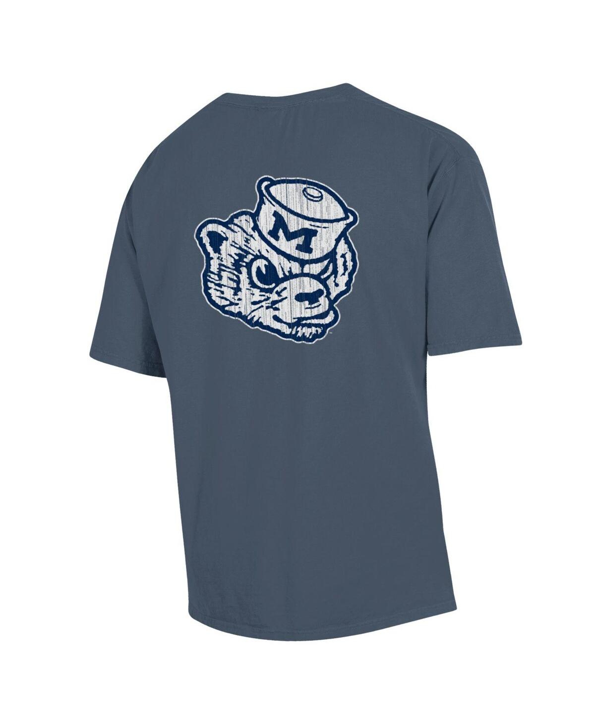 Men's ComfortwashDistressed Michigan Wolverines Vintage-Like Arch 2-Hit T-shirt - Heather Navy