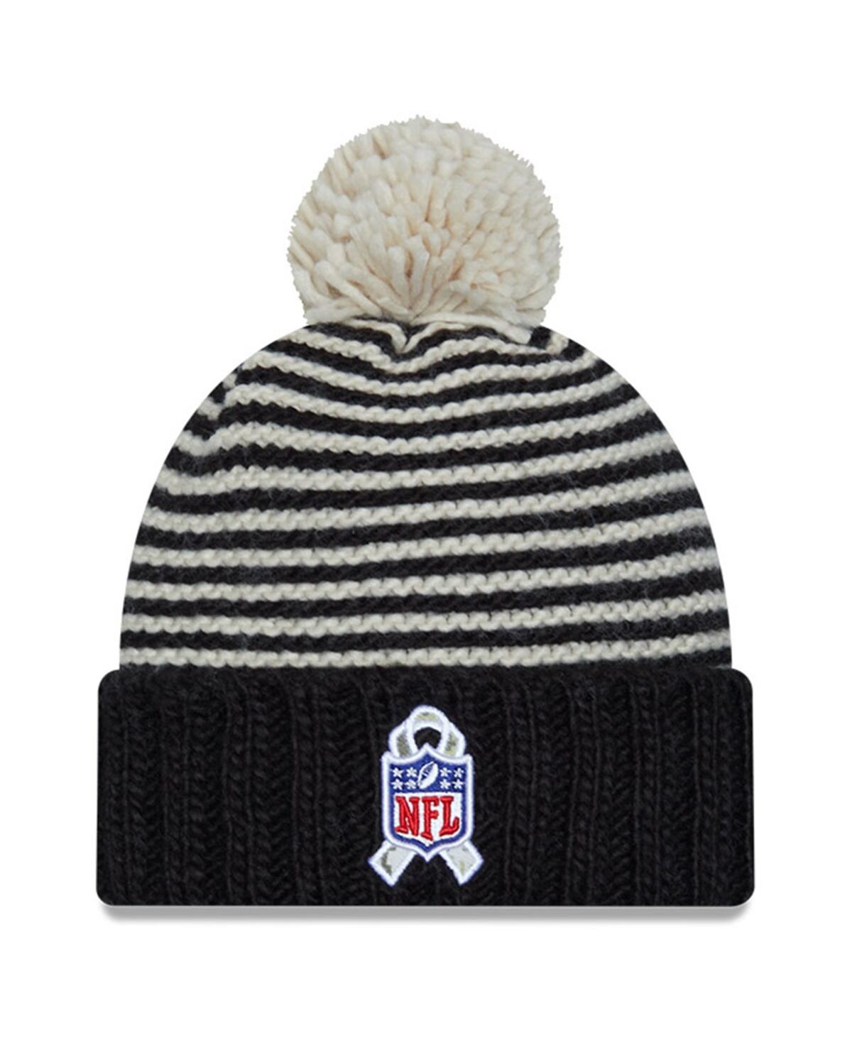 Women's New EraNew England Patriots 2023 Salute To Service Cuffed Pom Knit Hat - Black