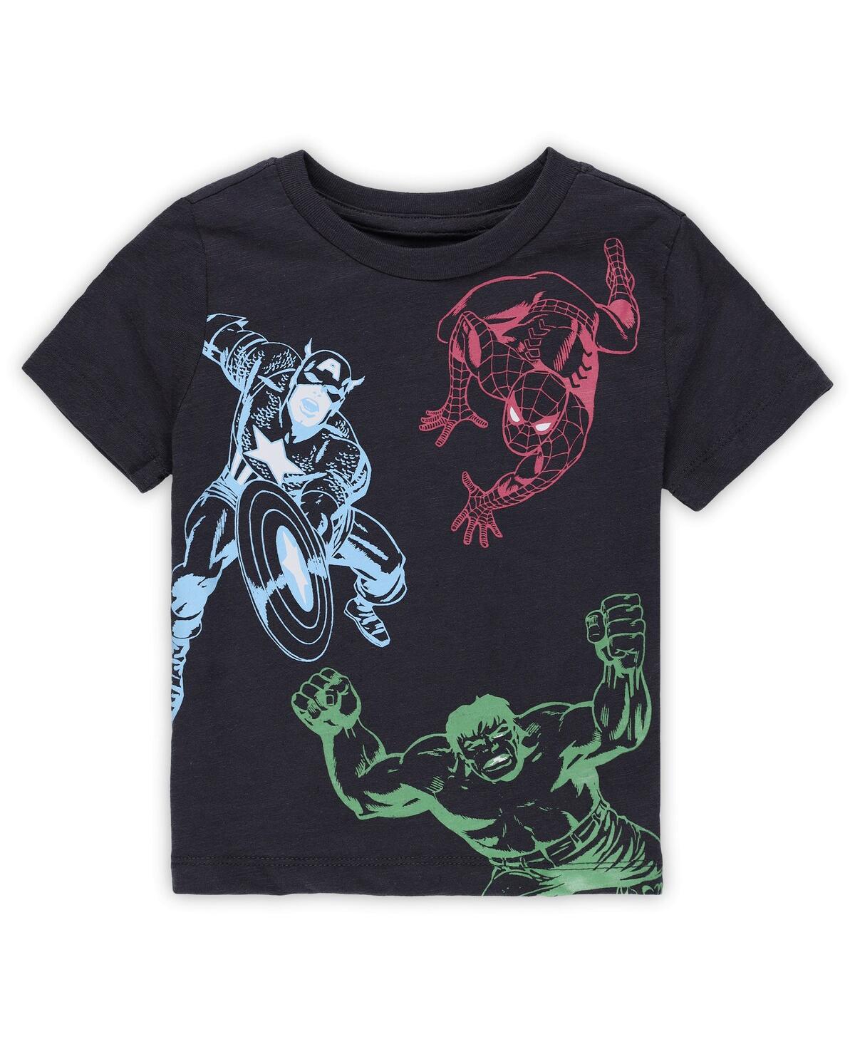 Shop Mad Engine Toddler Boys And Girls Black Marvel Team Up T-shirt
