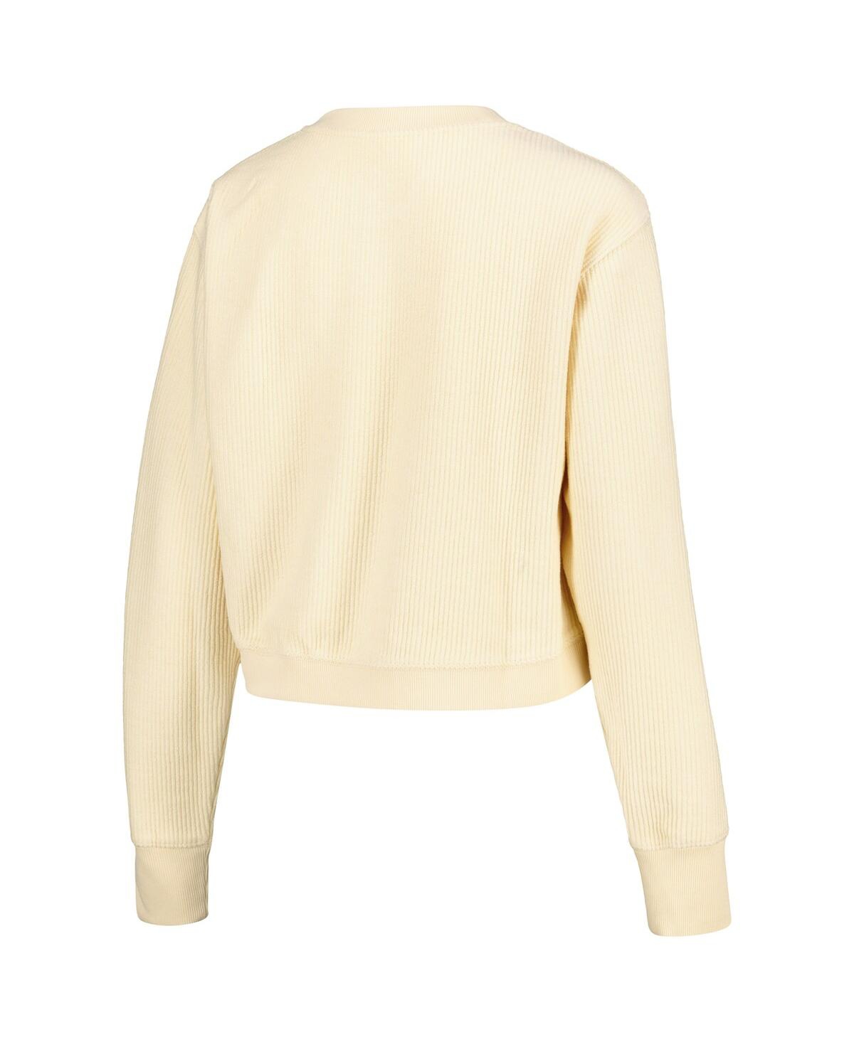 League Collegiate Wear Cream Oregon Ducks Timber Cropped Pullover Sweatshirt In Cream