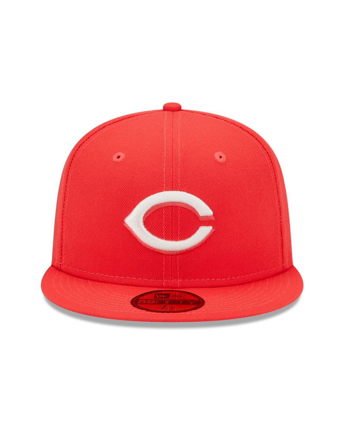 Men's New EraCincinnati Reds Lava Highlighter Logo 59FIFTY Fitted Hat - Red